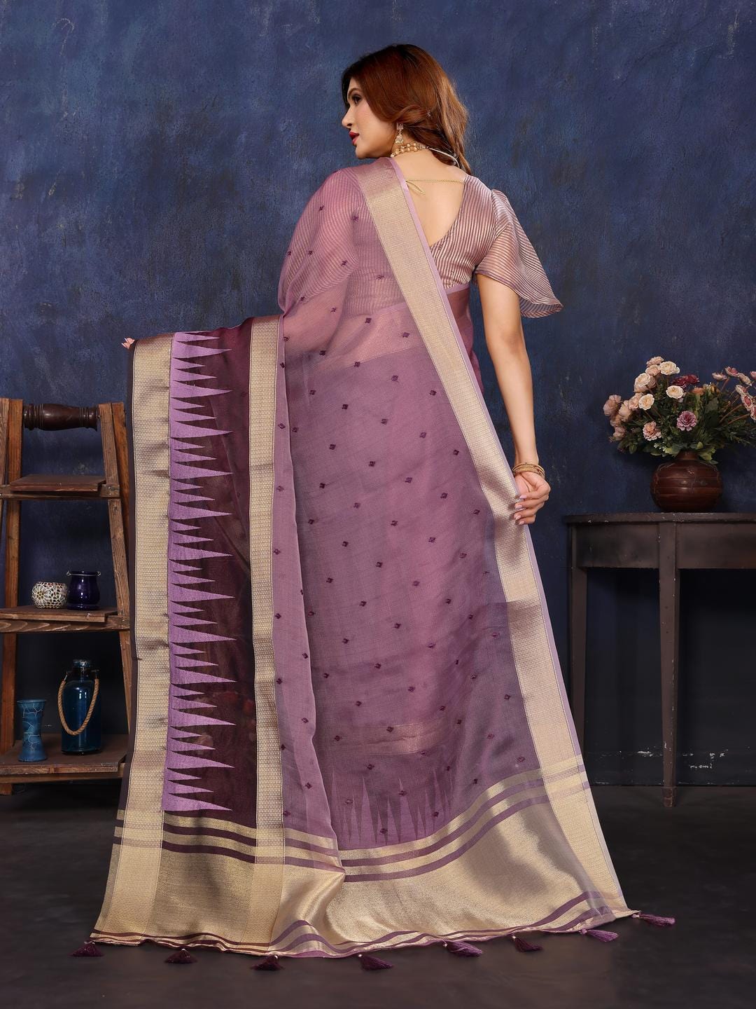 Ethnic Motifs Zari Woven Design Banarasi Saree