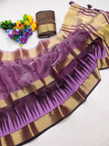 Ethnic Motifs Zari Woven Design Banarasi Saree