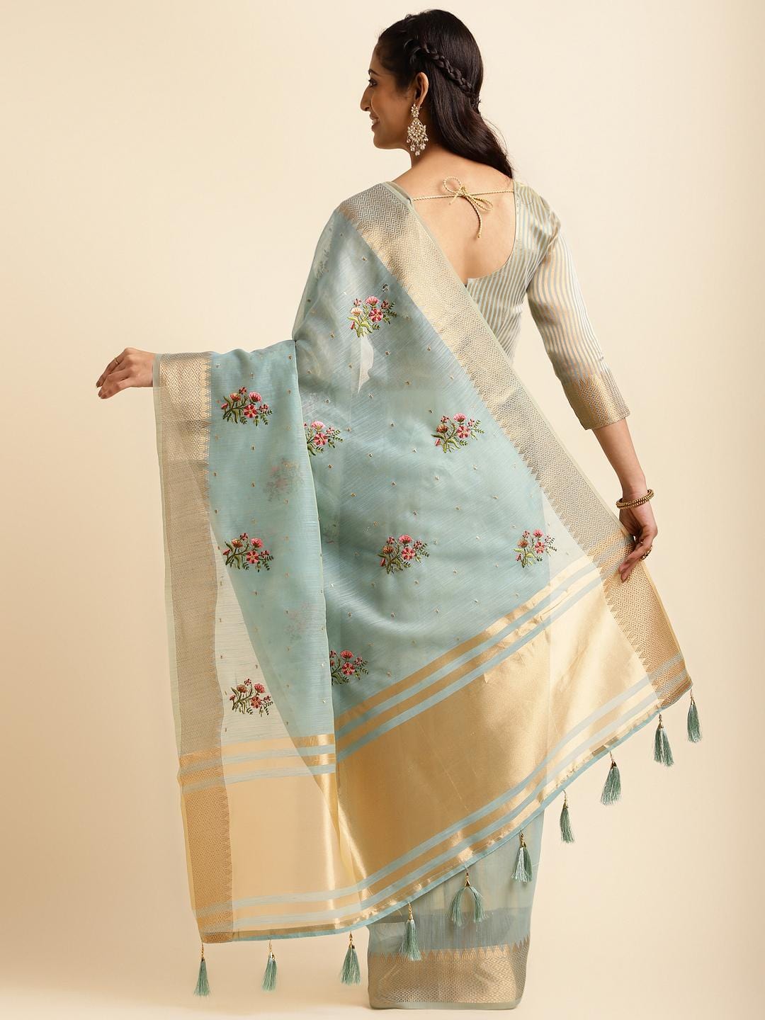 Ethnic Motifs Zari Woven Design Banarasi Saree
