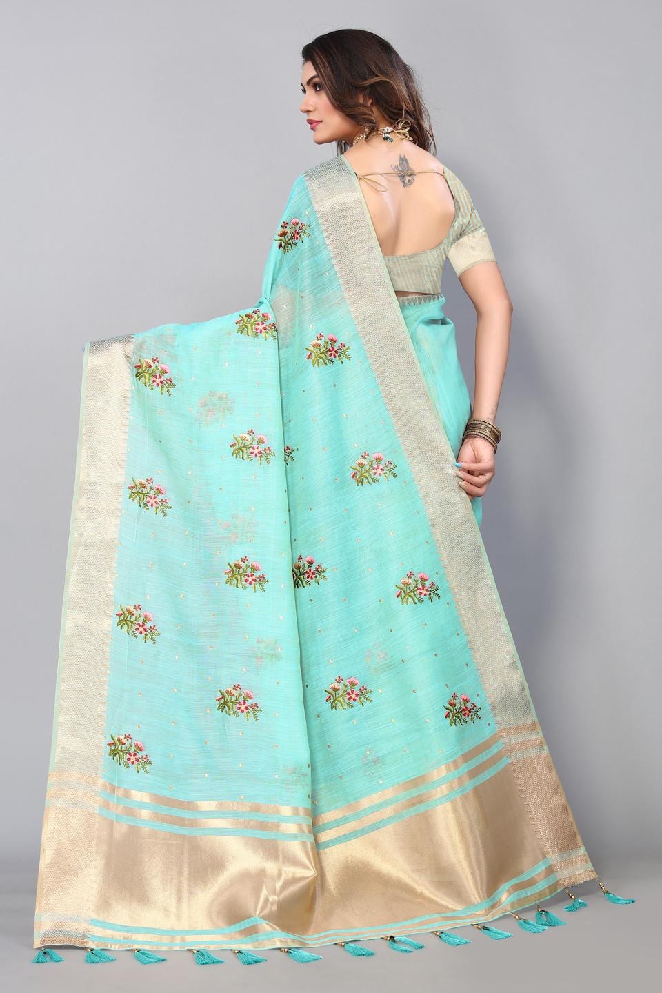 Ethnic Motifs Zari Woven Design Banarasi Saree
