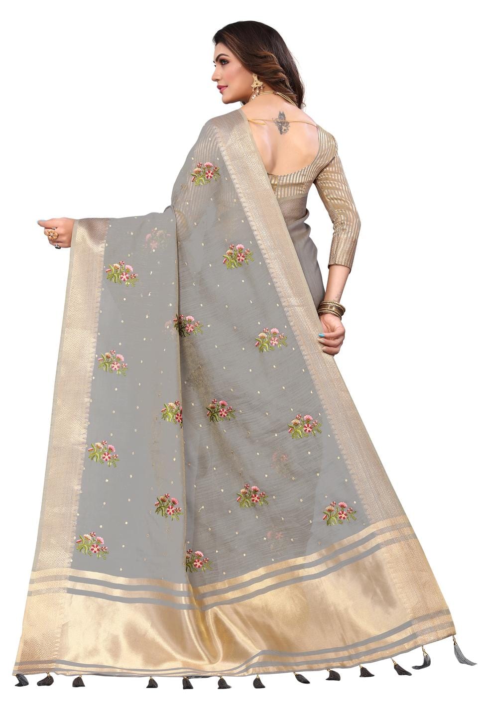 Ethnic Motifs Zari Woven Design Banarasi Saree