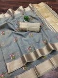 Ethnic Motifs Zari Woven Design Banarasi Saree