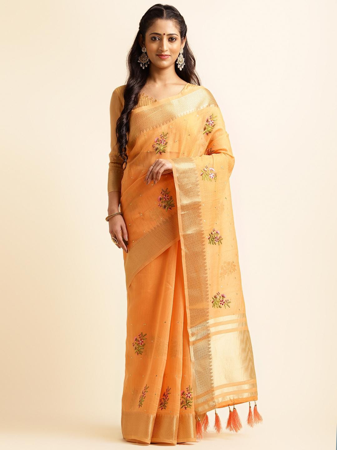 Ethnic Motifs Zari Woven Design Banarasi Saree