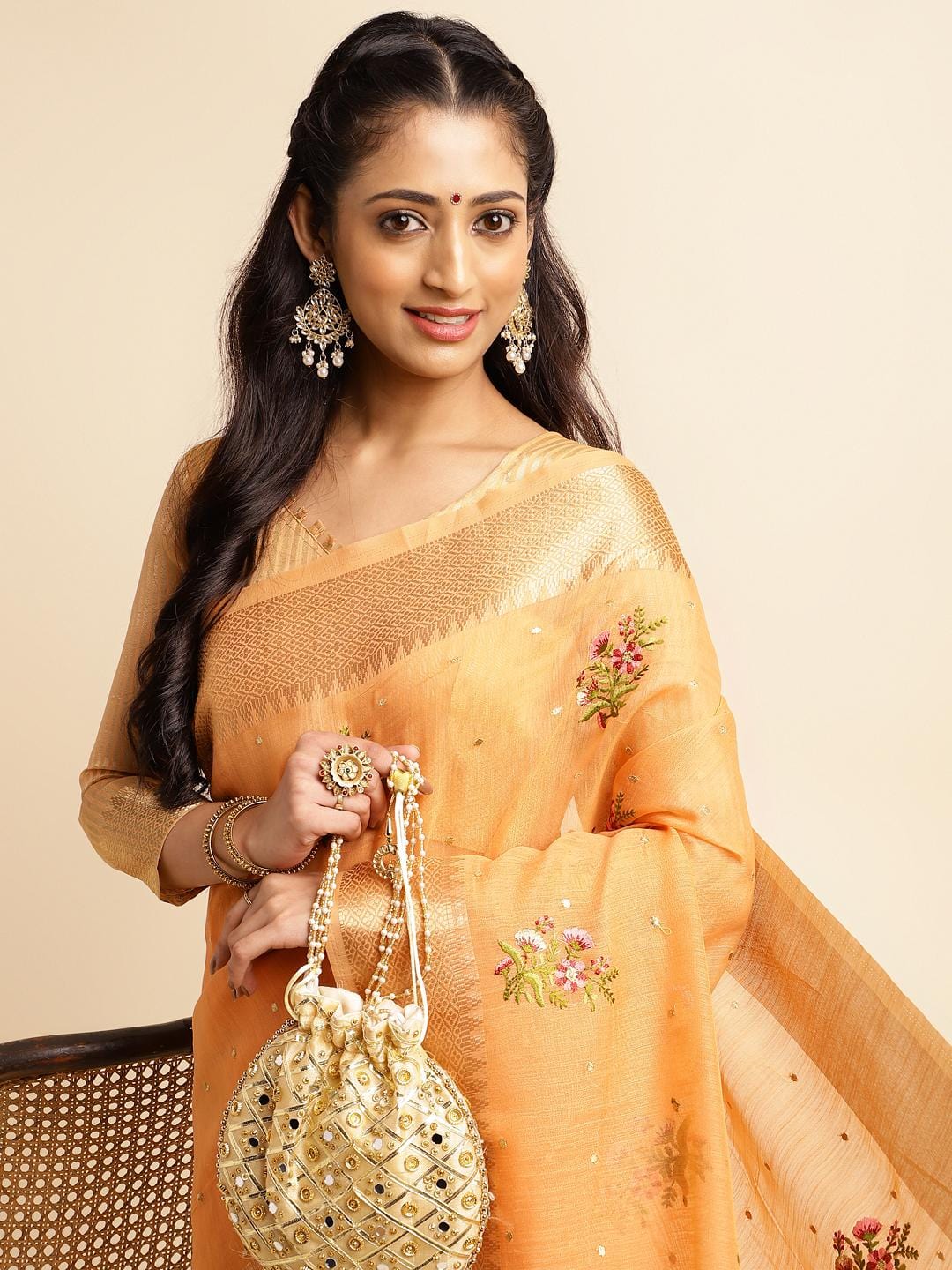 Ethnic Motifs Zari Woven Design Banarasi Saree