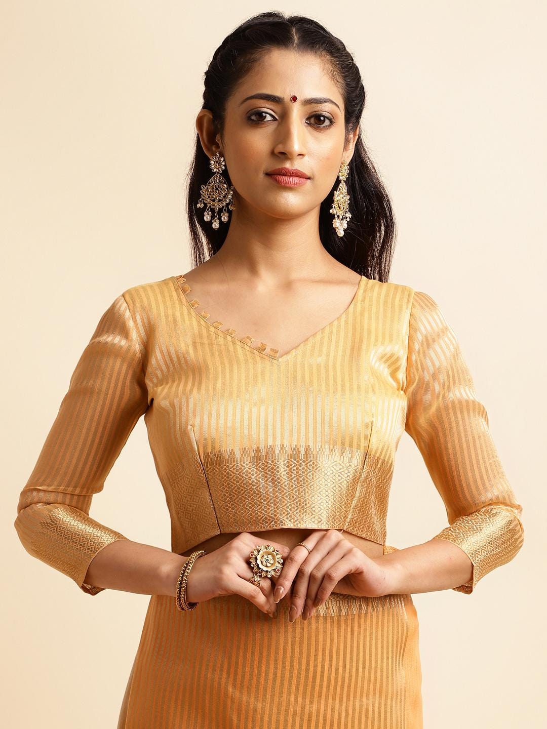 Ethnic Motifs Zari Woven Design Banarasi Saree