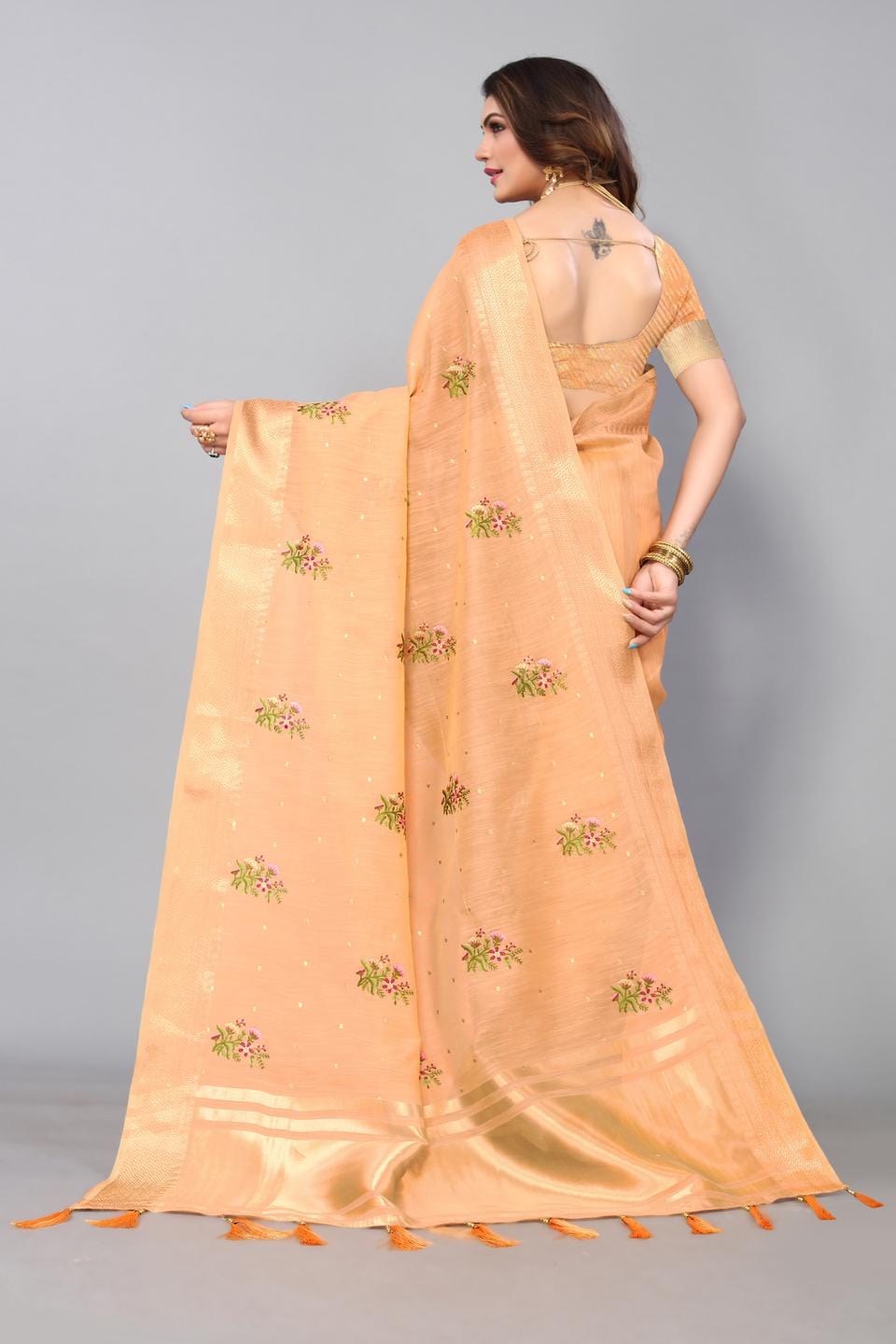 Ethnic Motifs Zari Woven Design Banarasi Saree