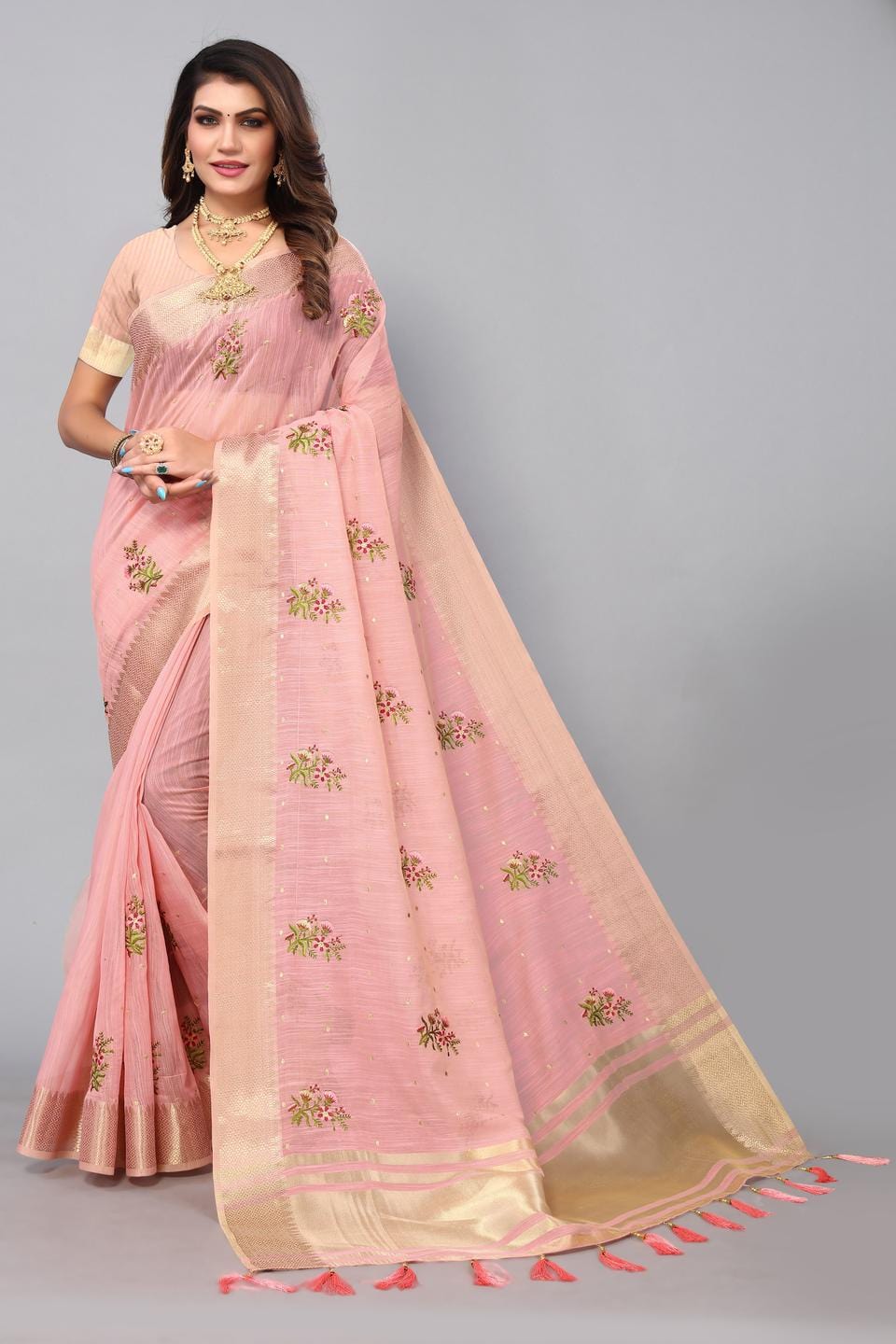 Ethnic Motifs Zari Woven Design Banarasi Saree
