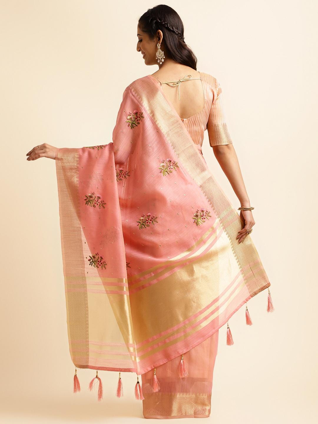 Ethnic Motifs Zari Woven Design Banarasi Saree