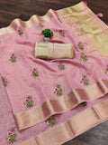 Ethnic Motifs Zari Woven Design Banarasi Saree