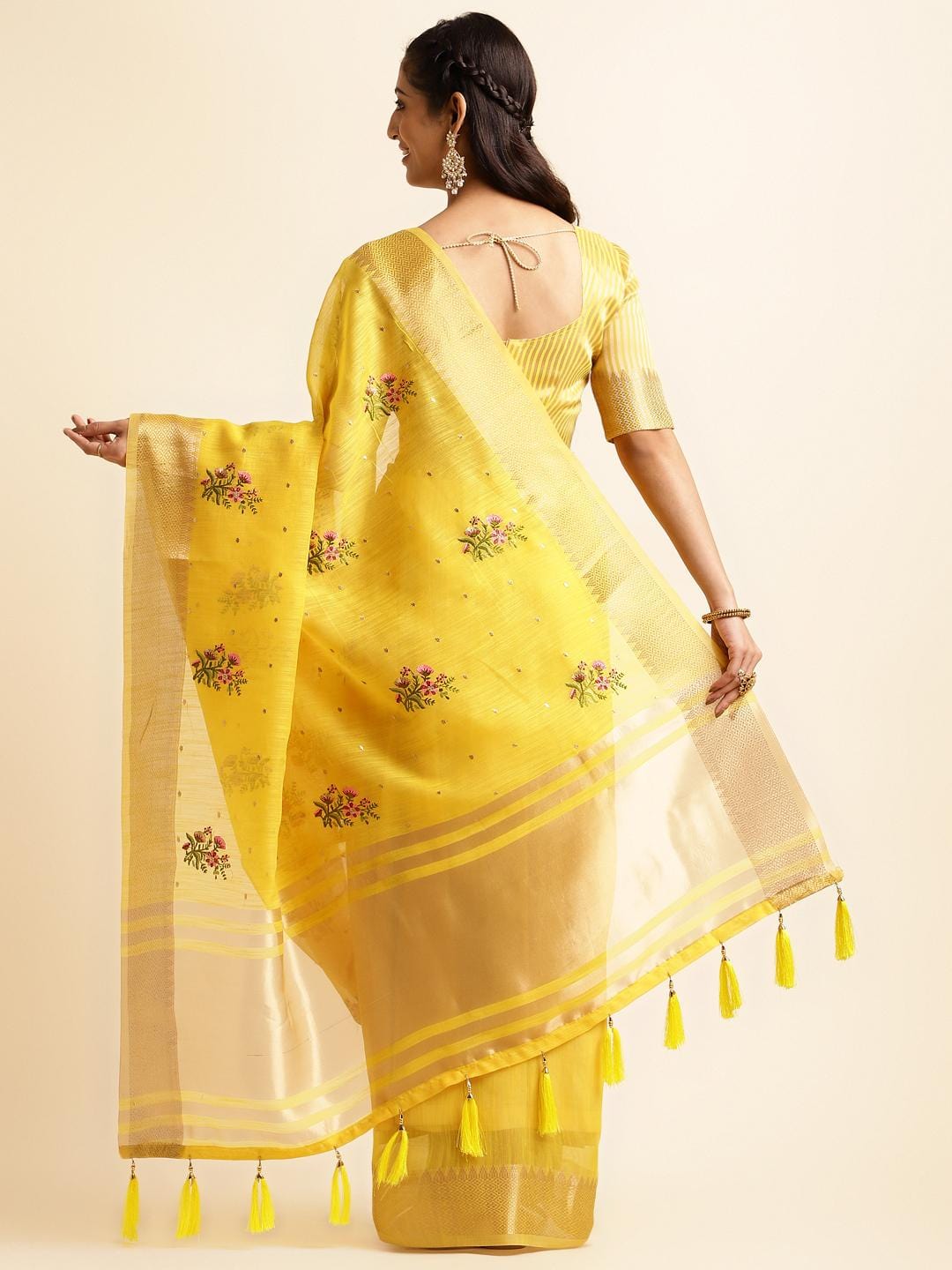 Ethnic Motifs Zari Woven Design Banarasi Saree