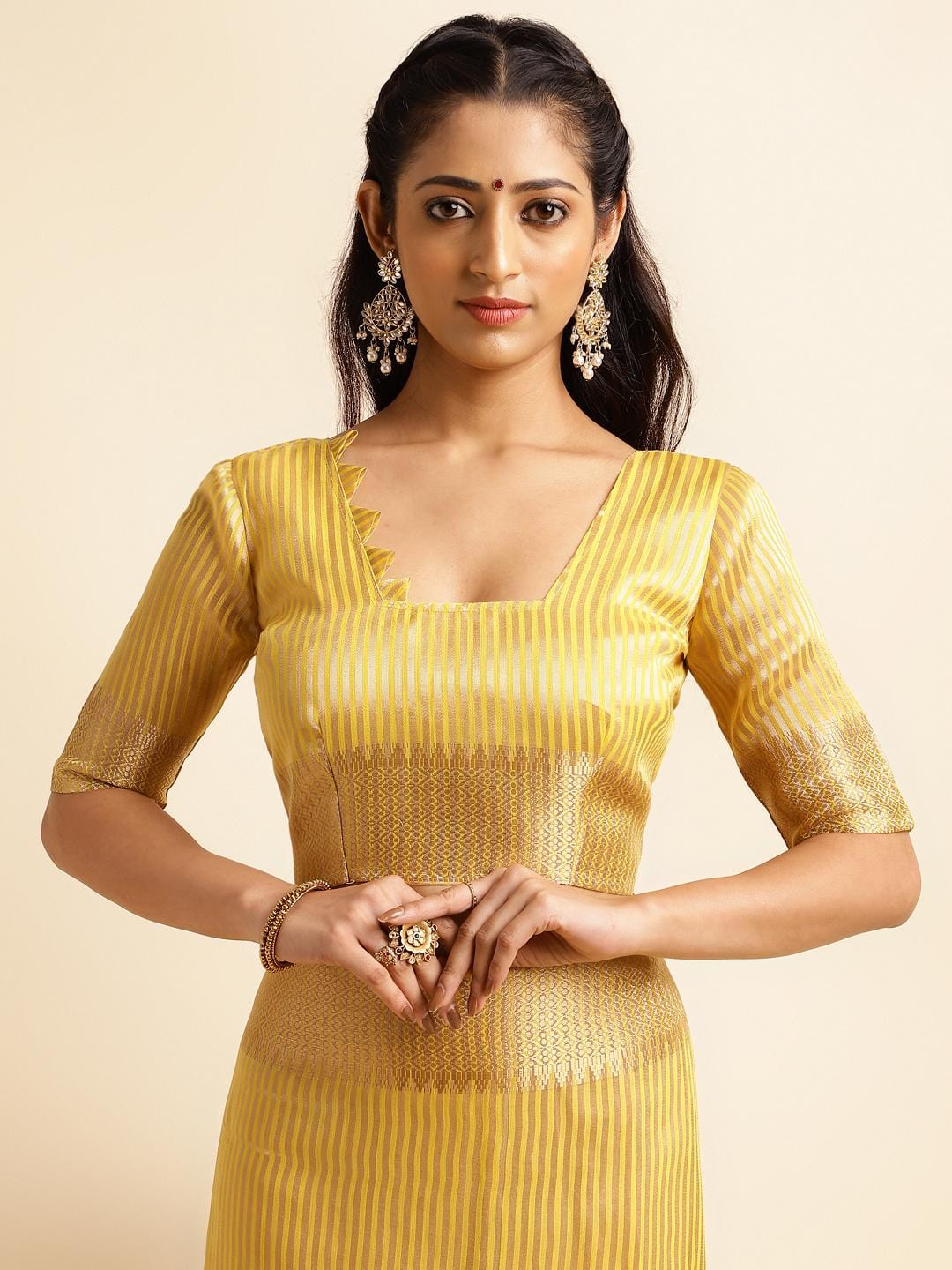 Ethnic Motifs Zari Woven Design Banarasi Saree