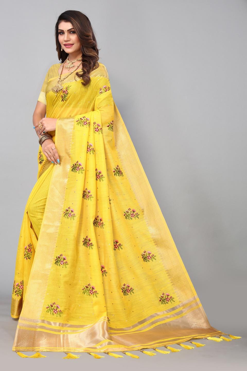 Ethnic Motifs Zari Woven Design Banarasi Saree