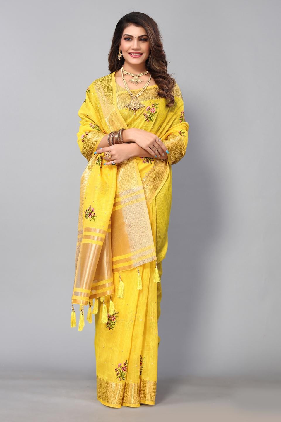 Ethnic Motifs Zari Woven Design Banarasi Saree