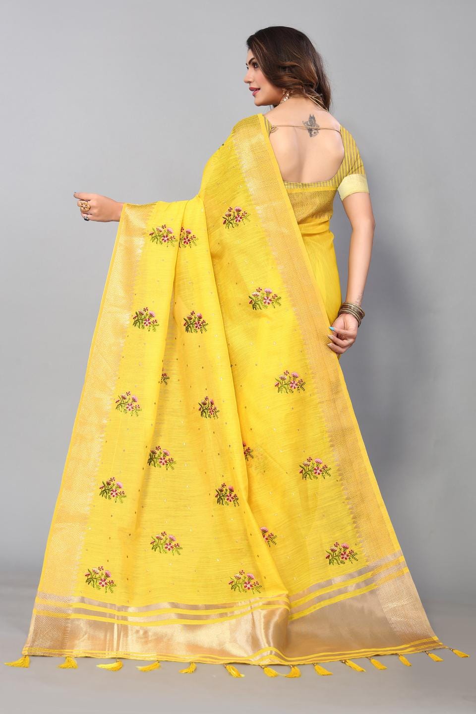 Ethnic Motifs Zari Woven Design Banarasi Saree