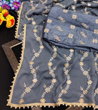 Ethnic Motifs Zari Woven Design Banarasi Saree