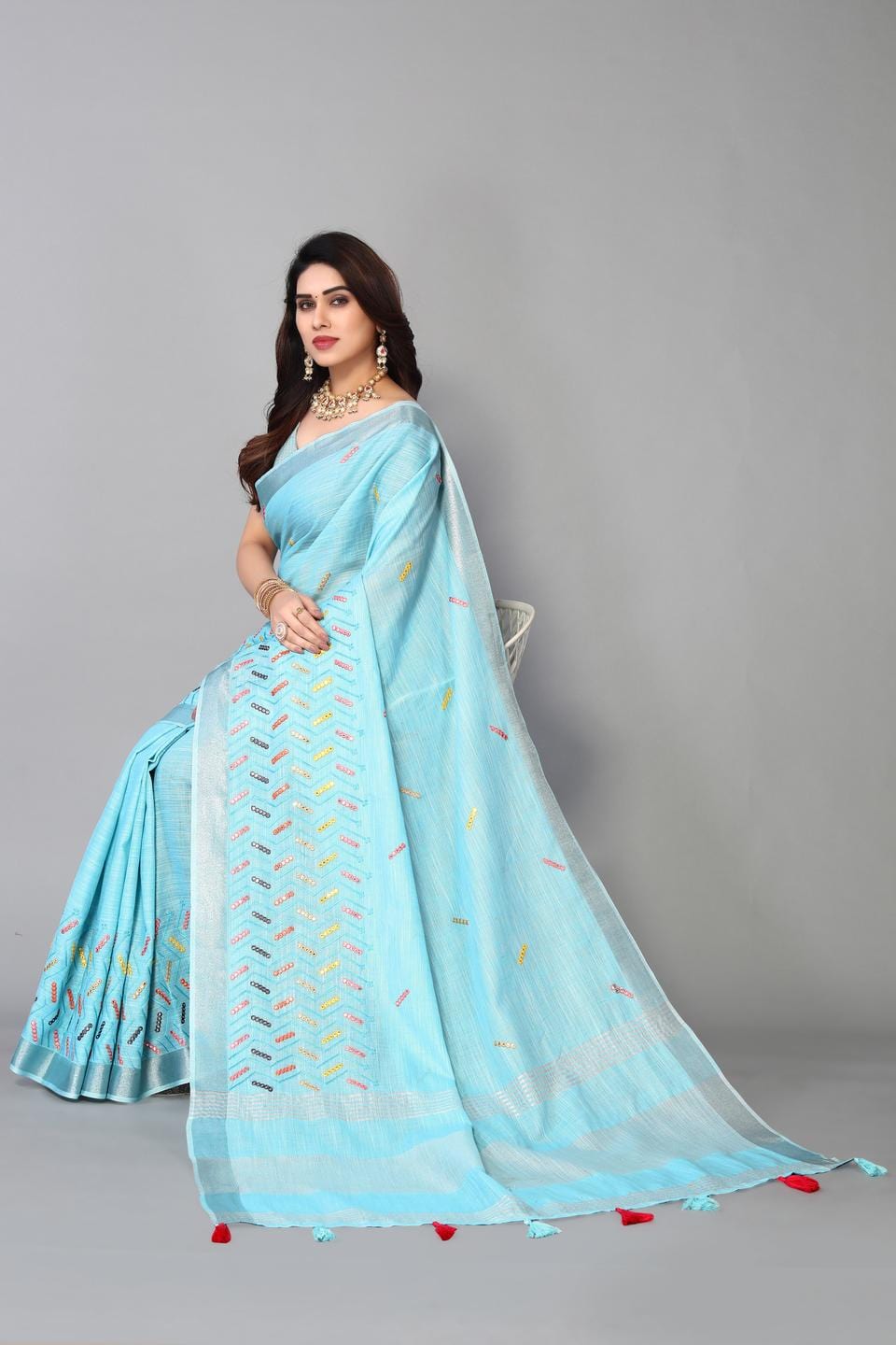 Ethnic Motifs Zari Woven Design Banarasi Saree