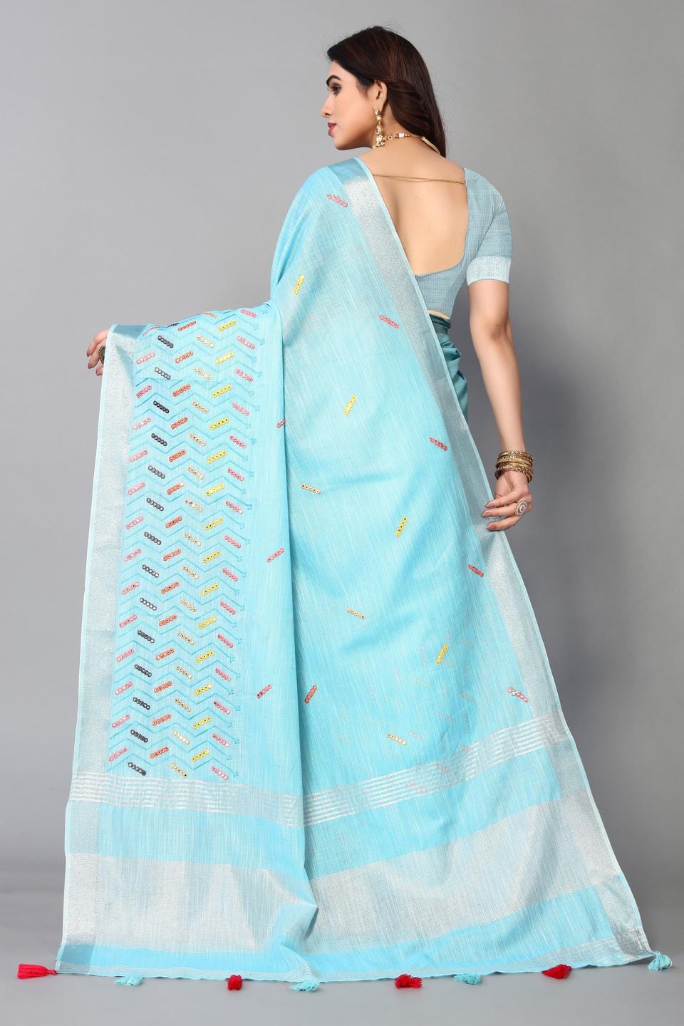 Ethnic Motifs Zari Woven Design Banarasi Saree