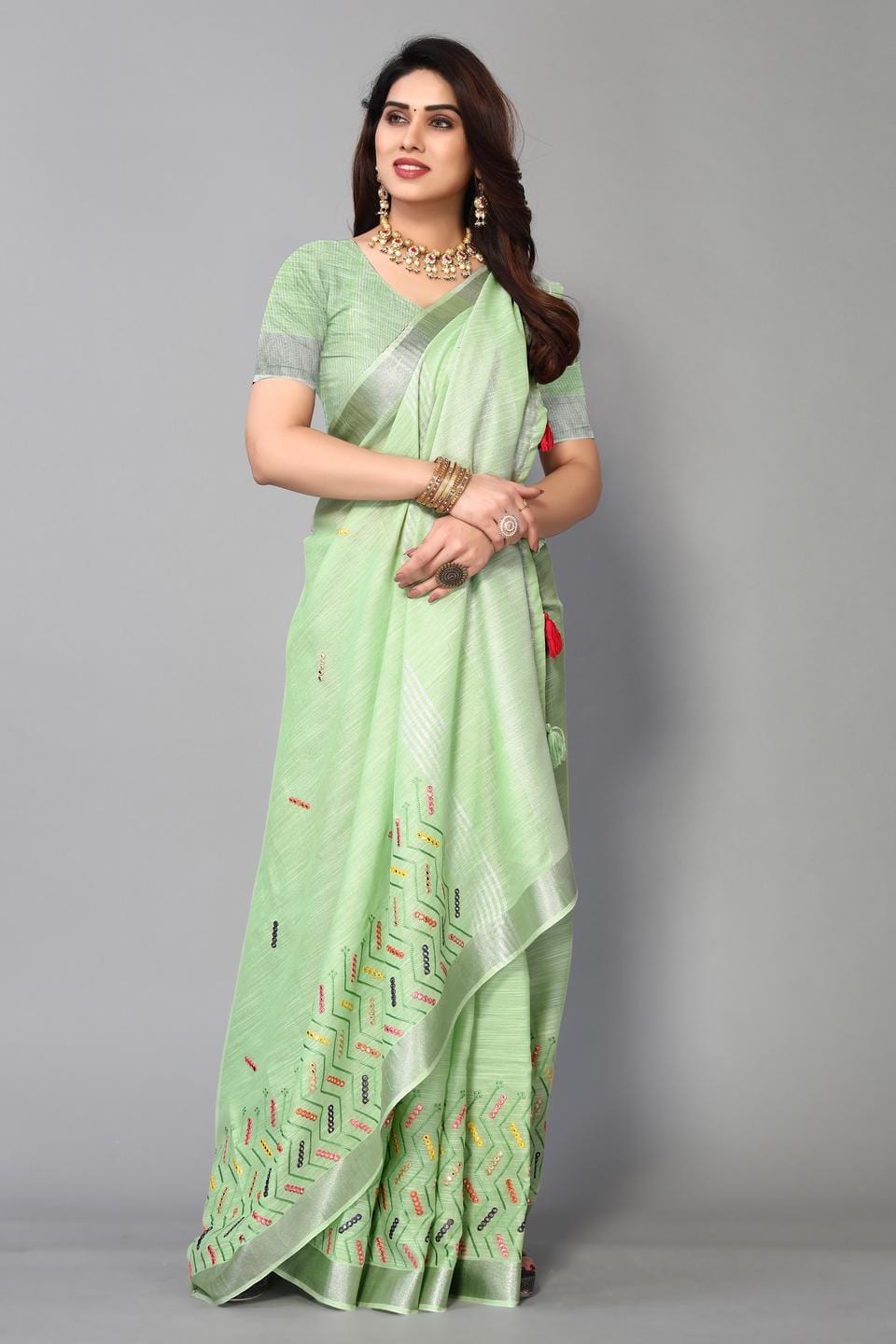 Ethnic Motifs Zari Woven Design Banarasi Saree