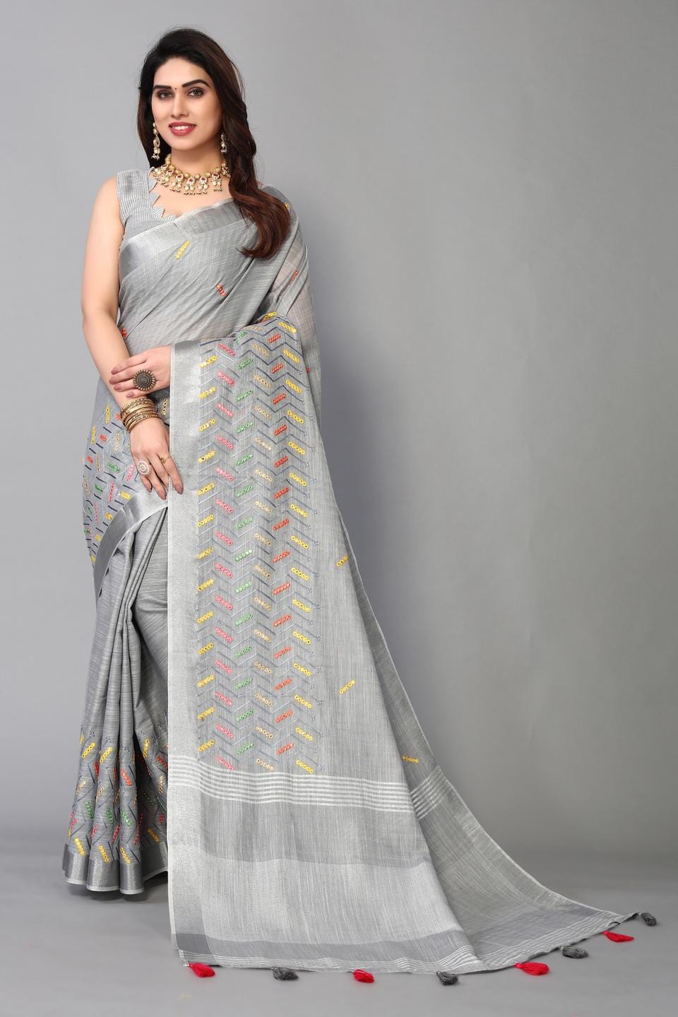 Ethnic Motifs Zari Woven Design Banarasi Saree