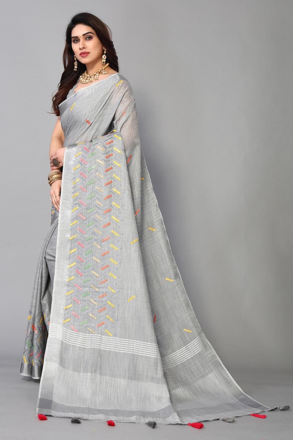 Ethnic Motifs Zari Woven Design Banarasi Saree