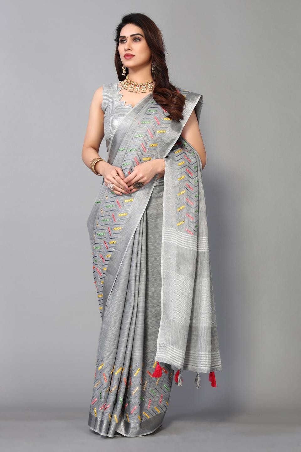 Ethnic Motifs Zari Woven Design Banarasi Saree
