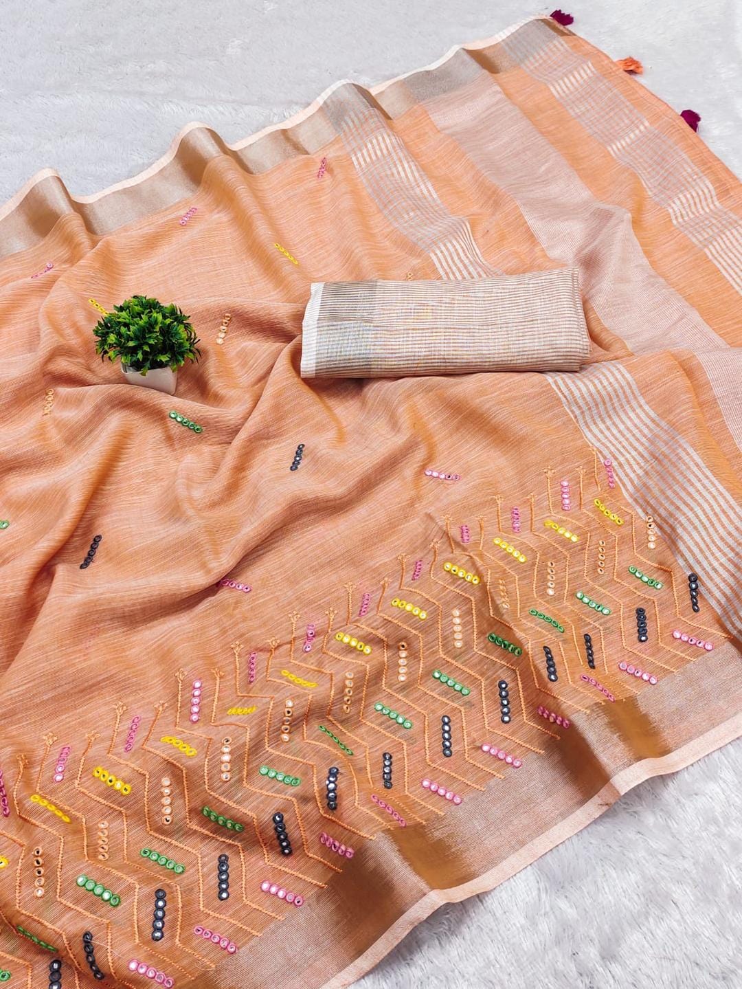 Ethnic Motifs Zari Woven Design Banarasi Saree