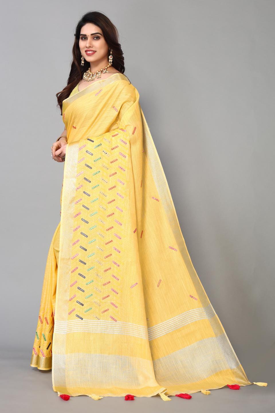 Ethnic Motifs Zari Woven Design Banarasi Saree
