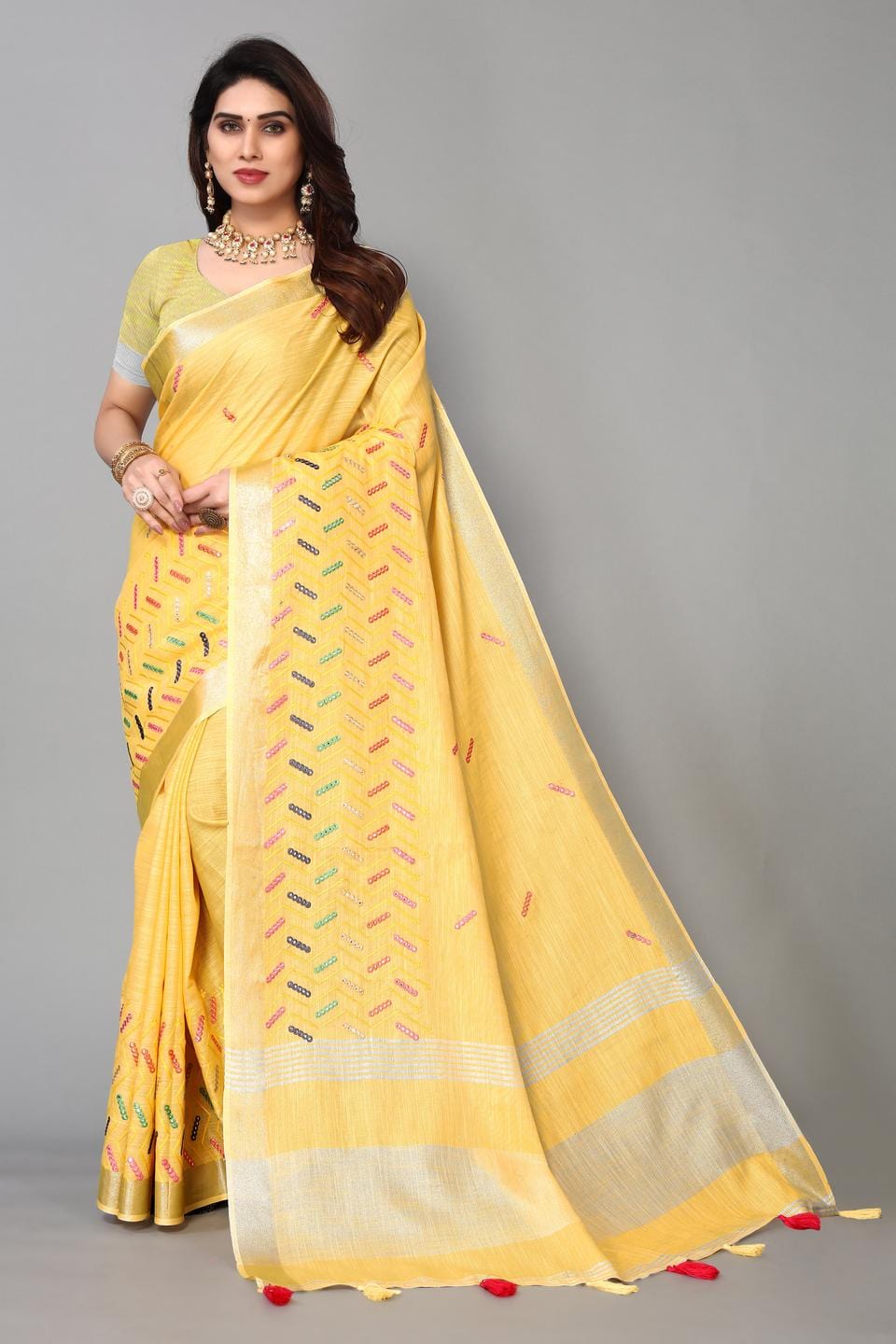 Ethnic Motifs Zari Woven Design Banarasi Saree