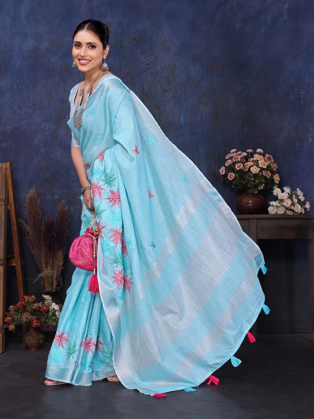 Ethnic Motifs Zari Woven Design Banarasi Saree