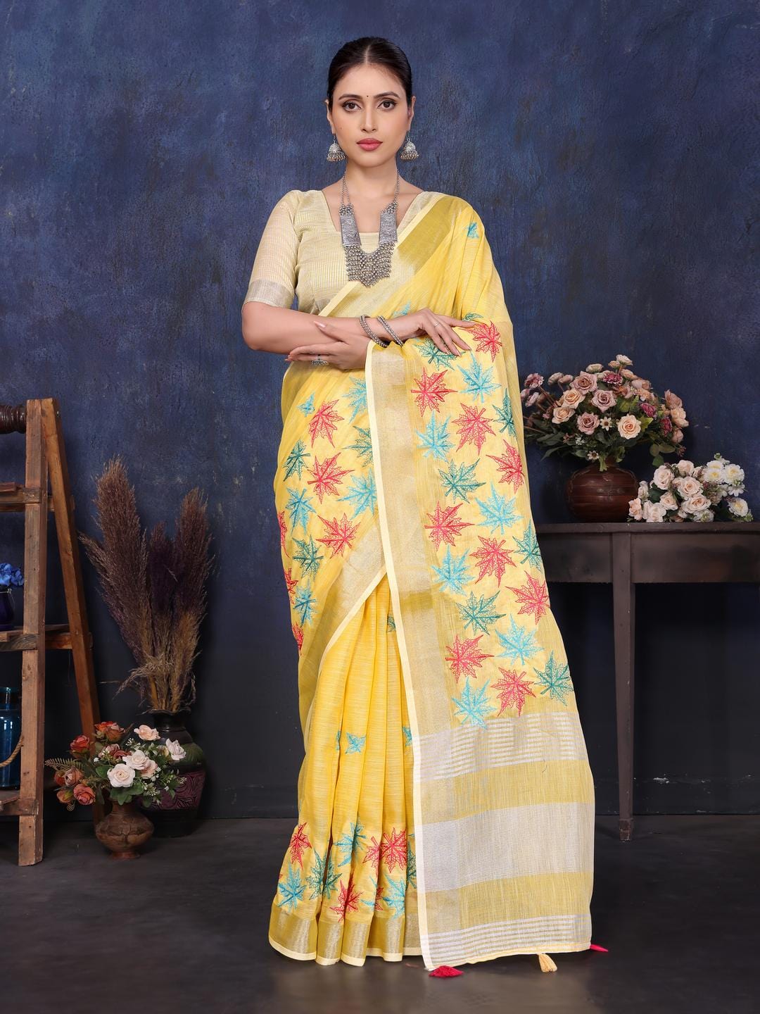 Ethnic Motifs Zari Woven Design Banarasi Saree