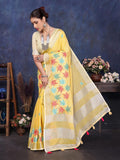 Ethnic Motifs Zari Woven Design Banarasi Saree