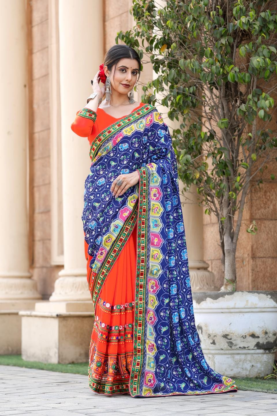 Ethnic Motifs Zari Woven Design Banarasi Saree