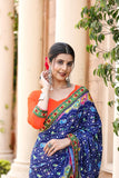 Ethnic Motifs Zari Woven Design Banarasi Saree