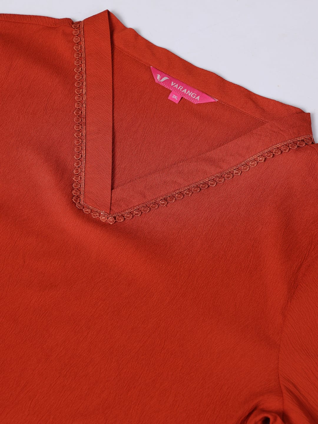Varanga Women Plus Size Rust Straight Kurta Paired With Tonal Bottom