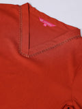Varanga Women Plus Size Rust Straight Kurta Paired With Tonal Bottom