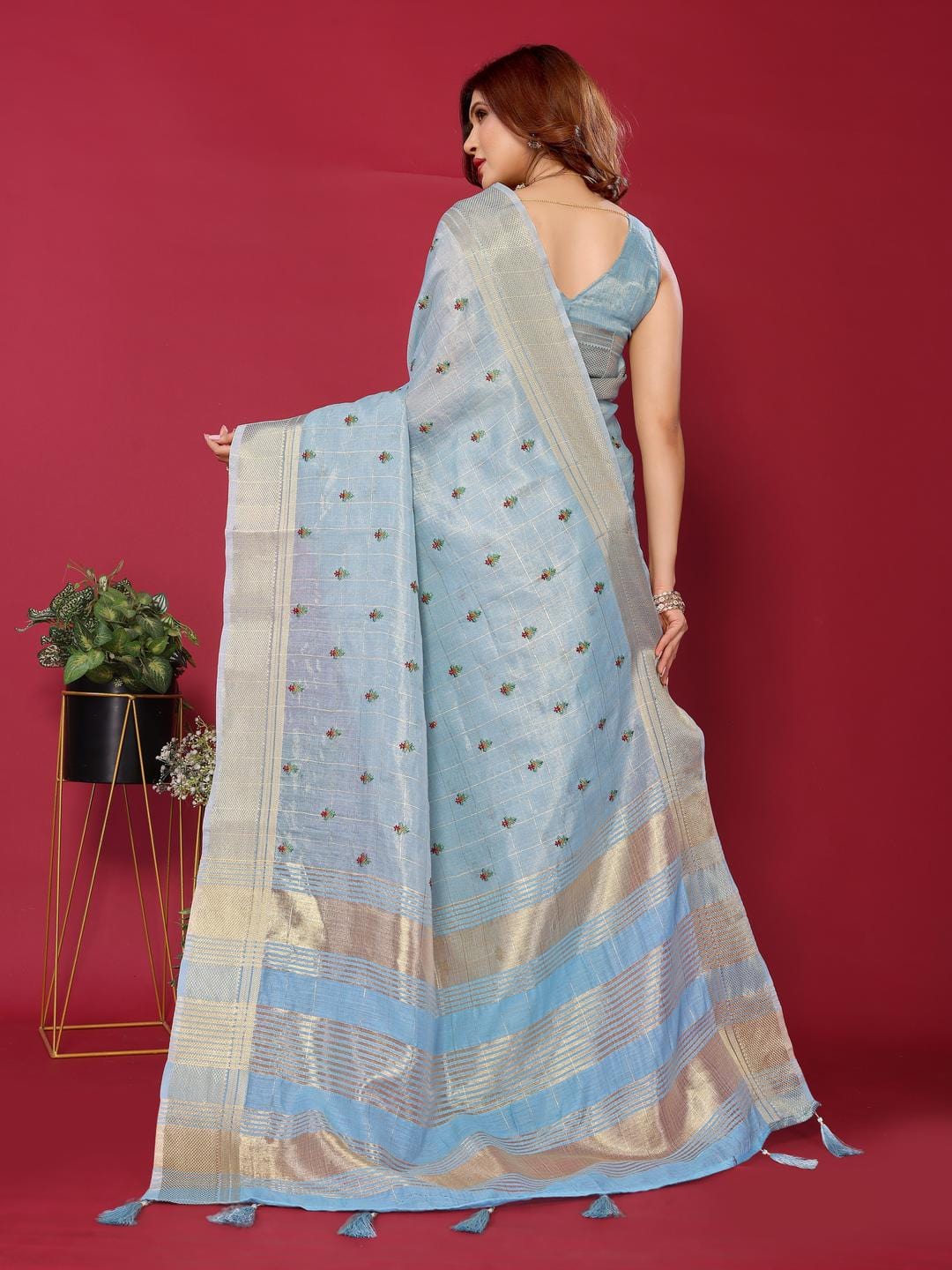 Ethnic Motifs Zari Woven Design Banarasi Saree