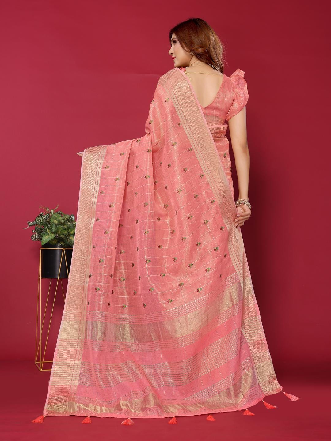Ethnic Motifs Zari Woven Design Banarasi Saree