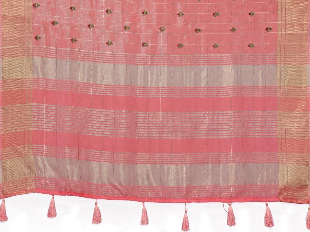 Ethnic Motifs Zari Woven Design Banarasi Saree