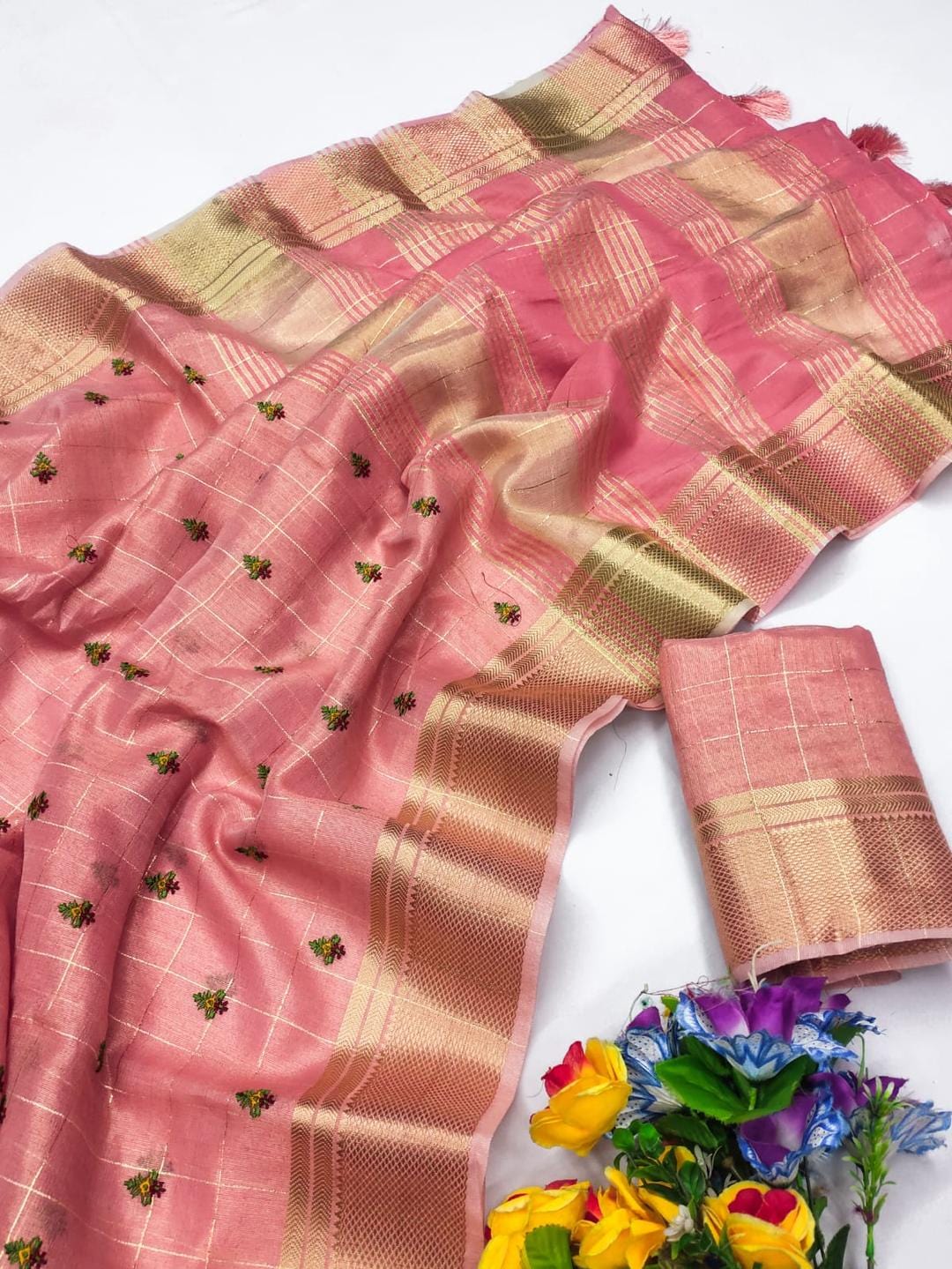 Ethnic Motifs Zari Woven Design Banarasi Saree