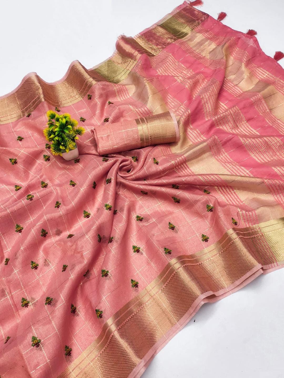 Ethnic Motifs Zari Woven Design Banarasi Saree