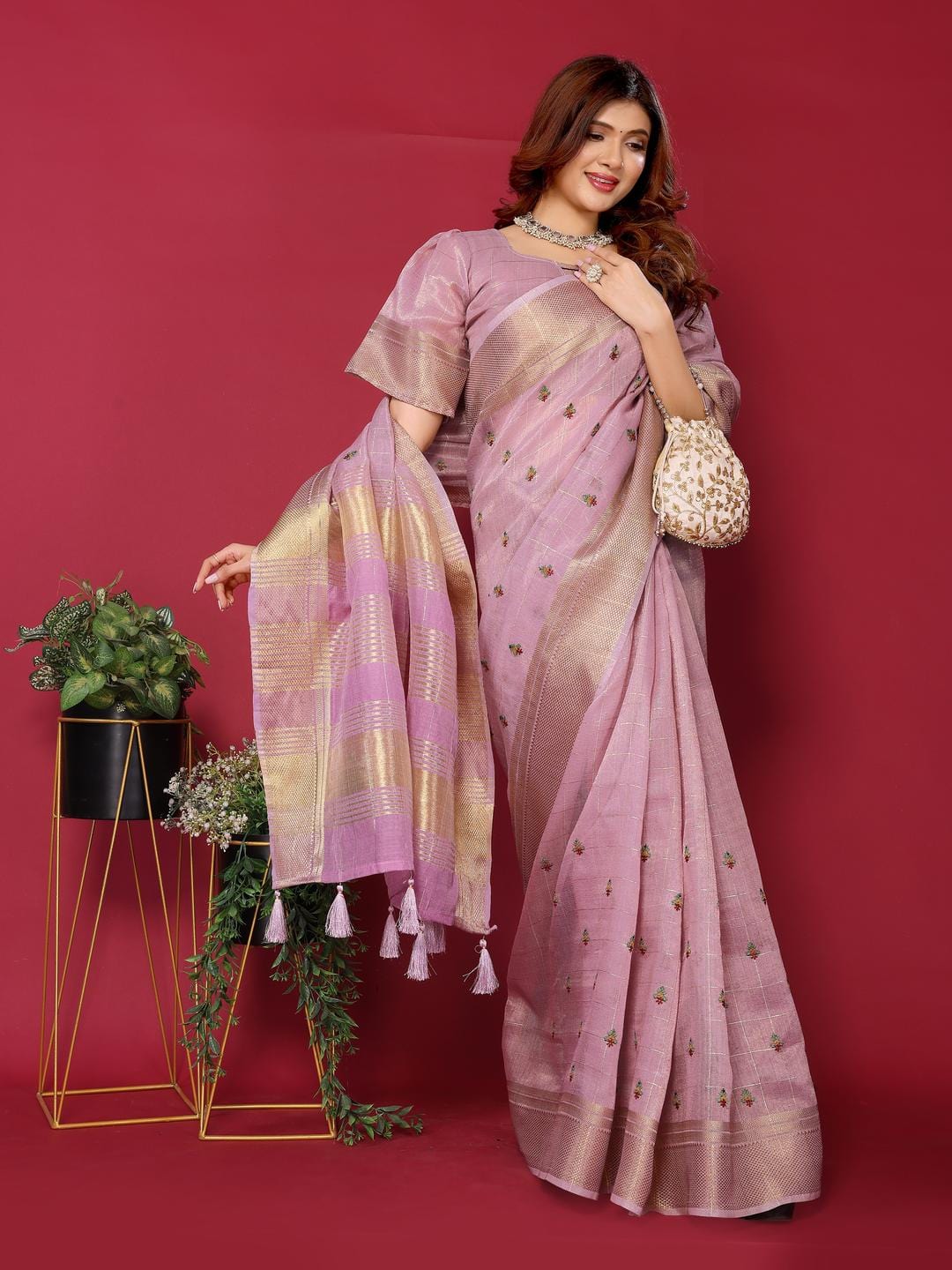 Ethnic Motifs Zari Woven Design Banarasi Saree