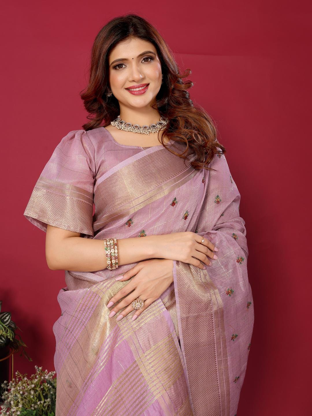 Ethnic Motifs Zari Woven Design Banarasi Saree