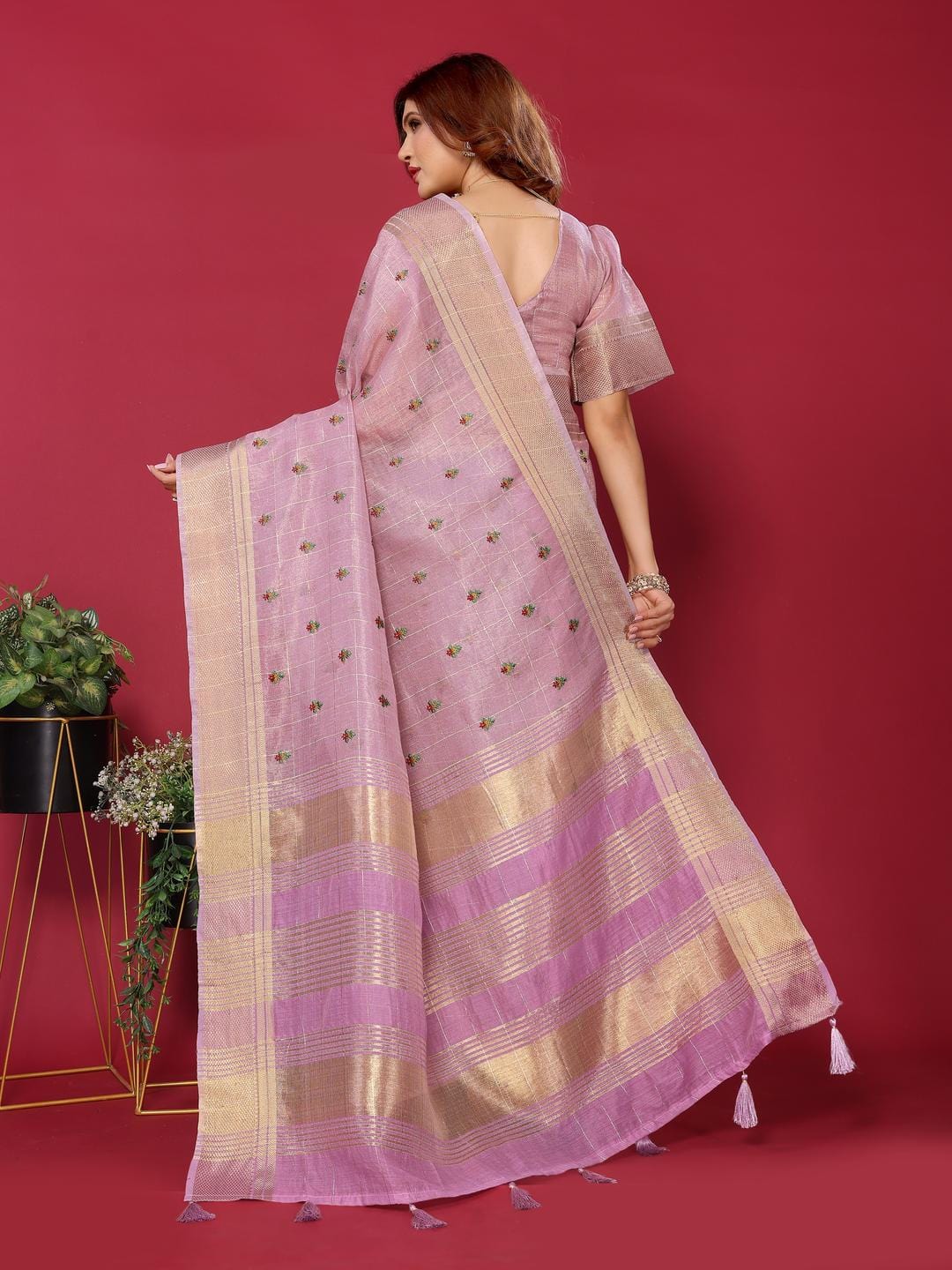 Ethnic Motifs Zari Woven Design Banarasi Saree