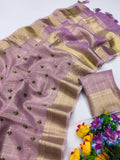 Ethnic Motifs Zari Woven Design Banarasi Saree