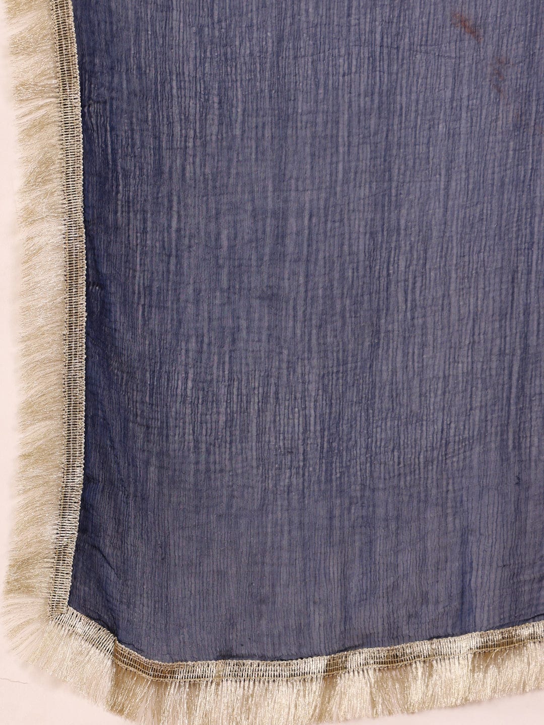Varanga Women Navy Blue Floral Printed V-Neck Anarkali Kurta Paired With Dupatta