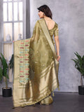 Ethnic Motifs Zari Woven Design Banarasi Saree