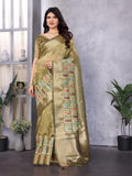Ethnic Motifs Zari Woven Design Banarasi Saree