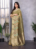 Ethnic Motifs Zari Woven Design Banarasi Saree