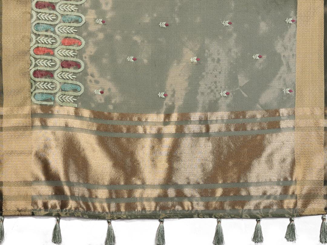 Ethnic Motifs Zari Woven Design Banarasi Saree