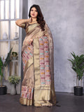 Ethnic Motifs Zari Woven Design Banarasi Saree